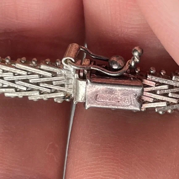 Vintage Sterling Silver 925 Italy Herringbone Bracelet - Picture 7 of 15